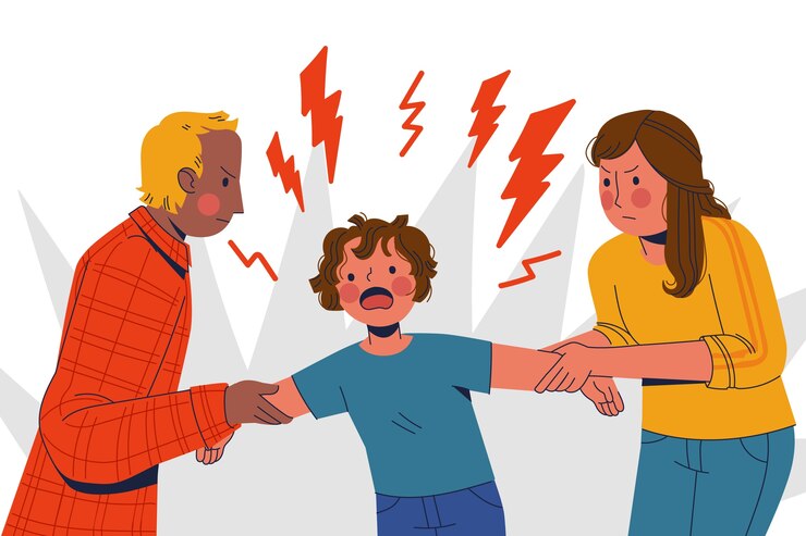 Free Vector hand drawn child custody illustration