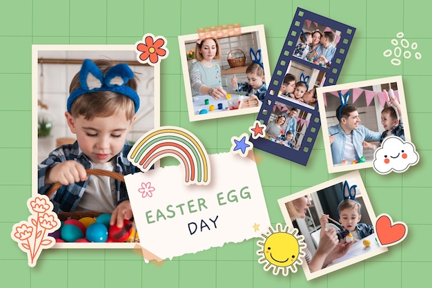 hand drawn child like collage template