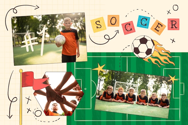 Hand drawn child like collage template