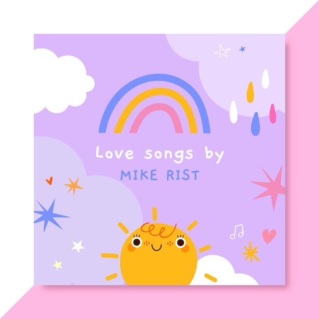 Free vector hand drawn child-like love cd cover