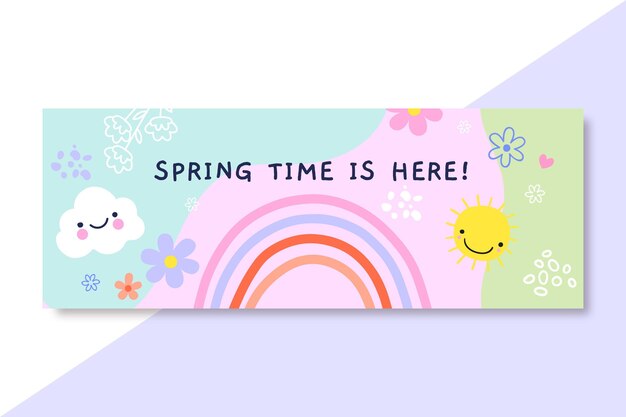 Hand drawn child-like spring facebook cover