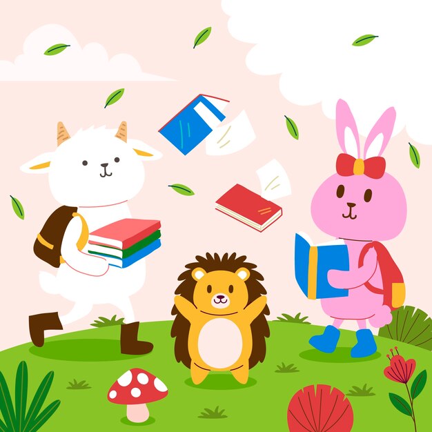 手で描かれた子供のような動物のイラスト