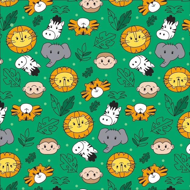 Hand drawn childlike animals pattern