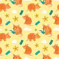 Free vector hand drawn childlike animals pattern