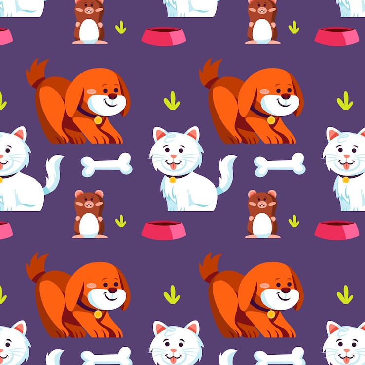 Free Vector hand drawn childlike animals pattern