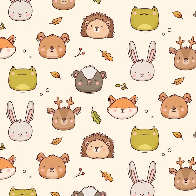 Free vector hand drawn childlike animals pattern