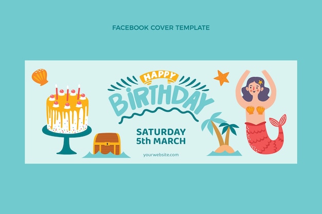 Hand drawn childlike birthday facebook cover