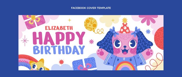 hand drawn childlike birthday facebook cover