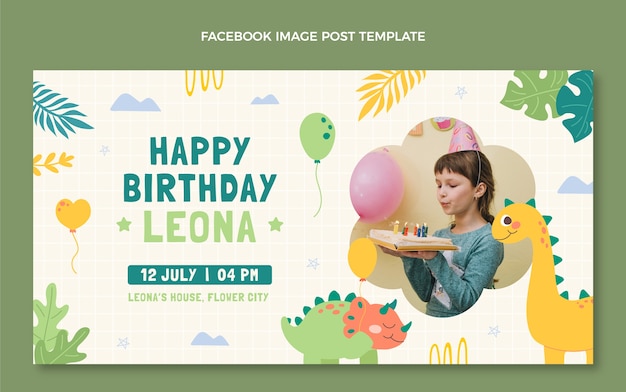 hand drawn childlike birthday facebook post