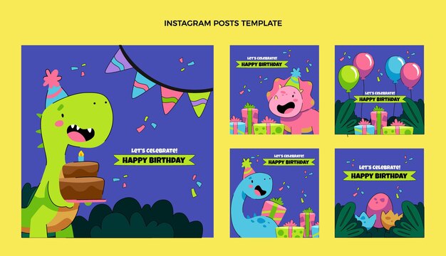 Hand drawn childlike birthday instagram posts