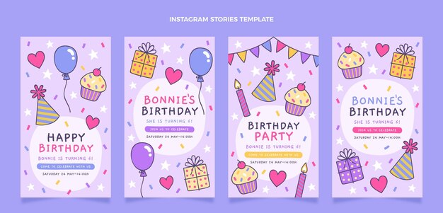hand drawn childlike birthday instagram stories