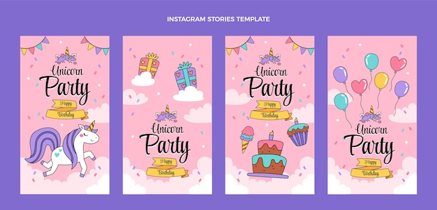 Hand drawn childlike birthday instagram stories