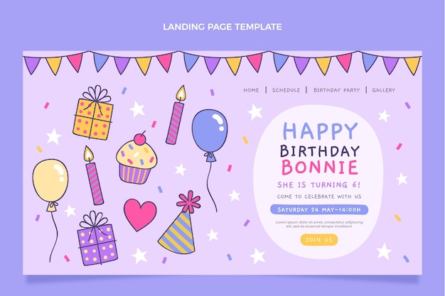 Бесплатное векторное изображение Ручной обращается детское приглашение на день рождения