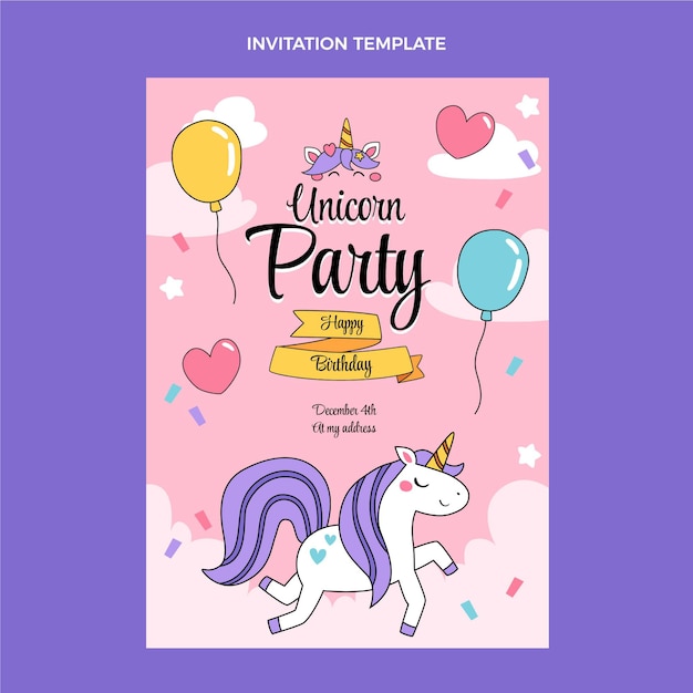 Free vector hand drawn childlike birthday invitation