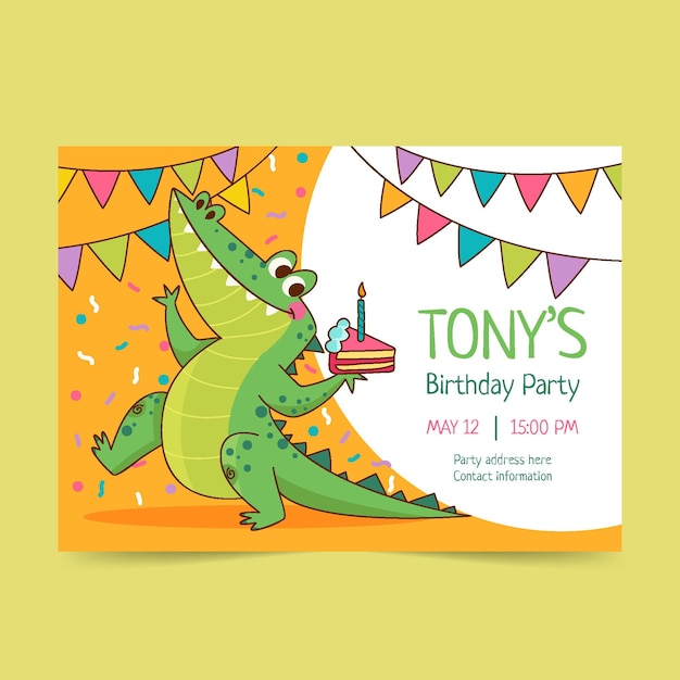 Hand drawn childlike birthday invitation