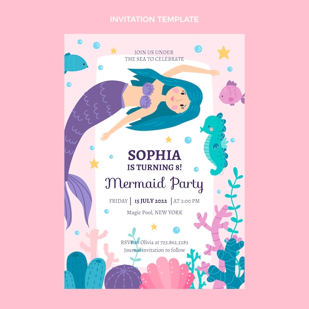 Free vector hand drawn childlike birthday invitation