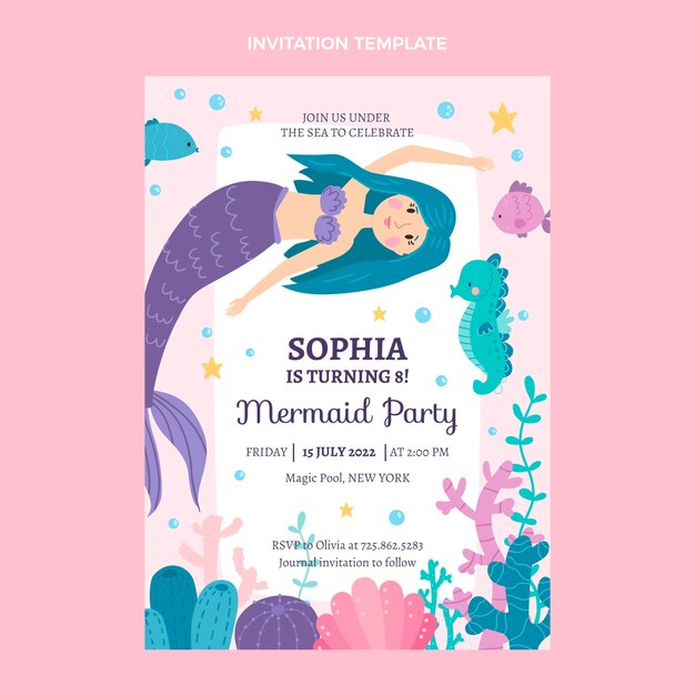 Hand drawn childlike birthday invitation
