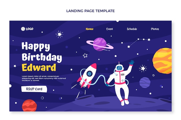 Free vector hand drawn childlike birthday landing page template