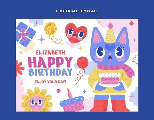hand drawn childlike birthday photocall template