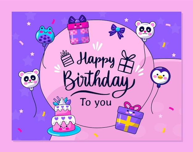 Free vector hand drawn childlike birthday photocall template