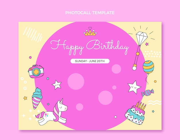 Free vector hand drawn childlike birthday photocall