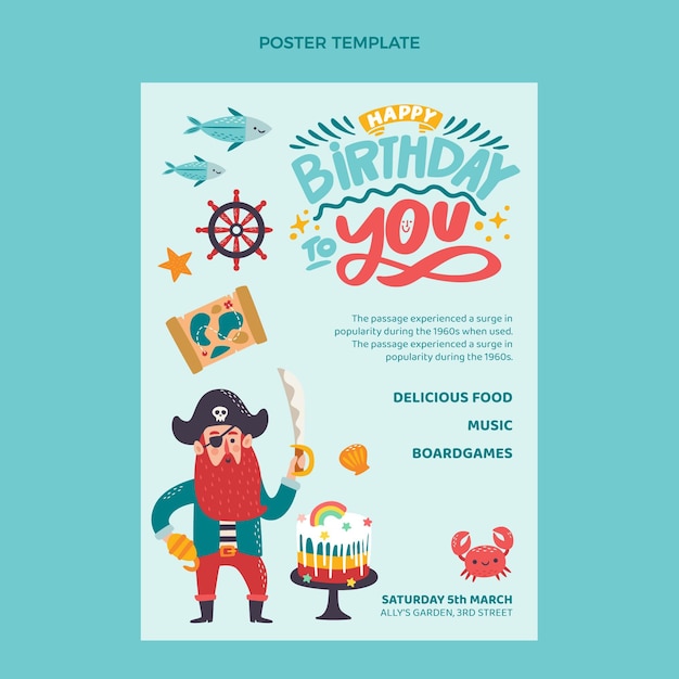 Free vector hand drawn childlike birthday poster