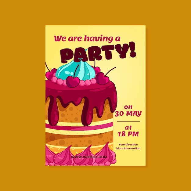 Free vector hand drawn childlike birthday poster