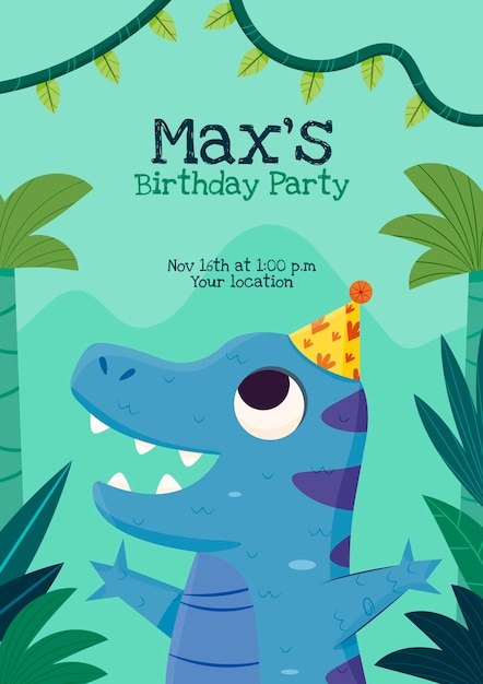 Free vector hand drawn childlike birthday poster