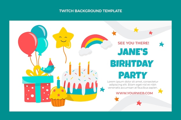 Free vector hand drawn childlike birthday twitch background