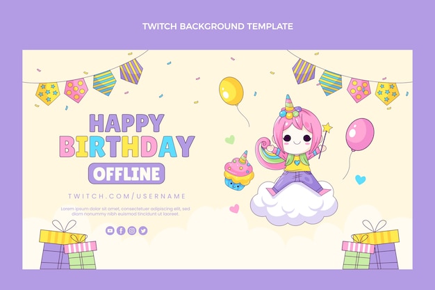 Hand drawn childlike birthday twitch background