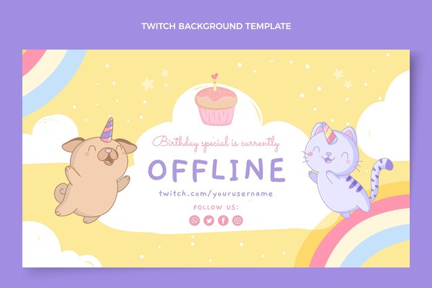 Free Vector hand drawn childlike birthday twitch background