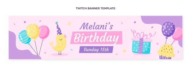 Hand drawn childlike birthday twitch banner