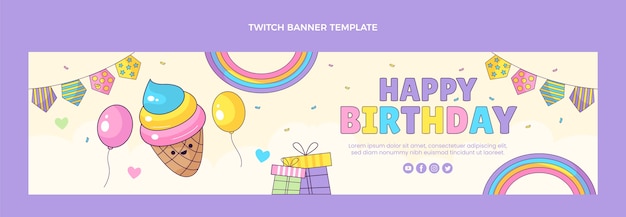 Hand drawn childlike birthday twitch banner