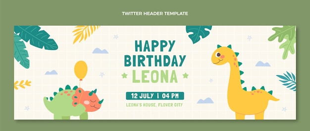 Hand drawn childlike birthday twitter header template