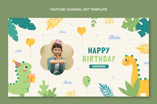 手描きの子供のような誕生日のYouTubeチャンネルアート