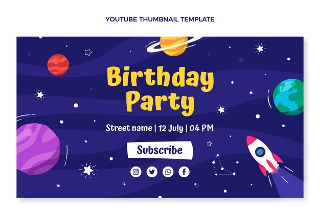 Нарисованный от руки детский эскиз на YouTube с днем рождения