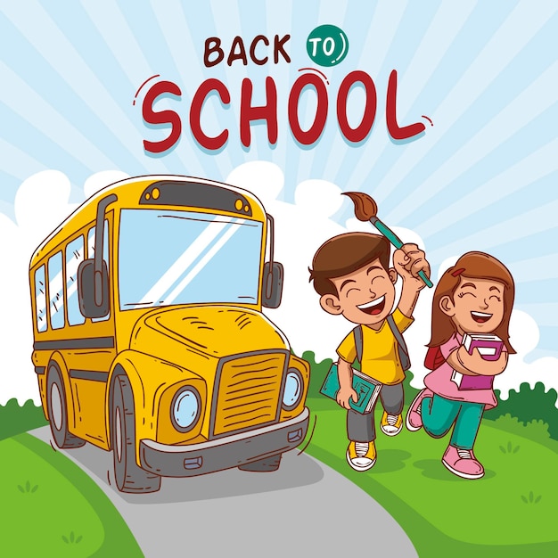 Free vector hand drawn children back to school concept