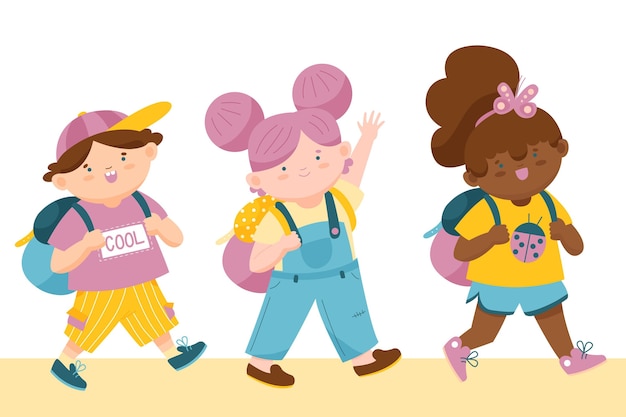 Free vector hand drawn children back to school concept