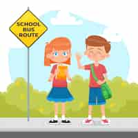 Free vector hand drawn children going to school