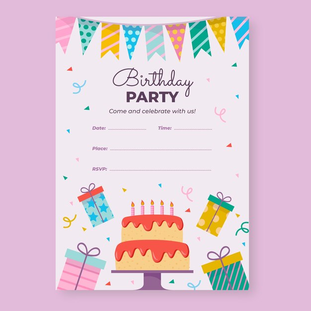 Hand drawn children party card template