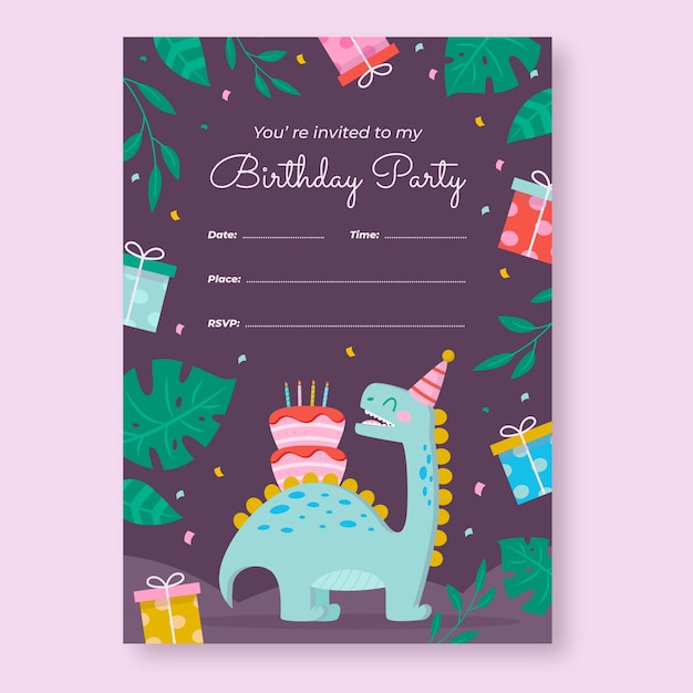 Hand drawn children party card template