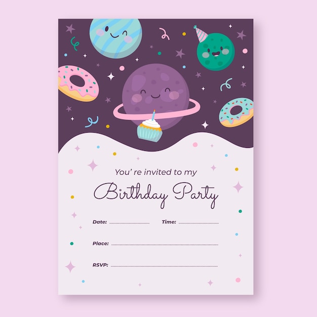 Free vector hand drawn children party card template