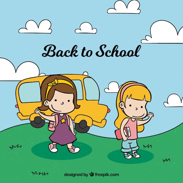 Free vector hand drawn children ready to go back to school