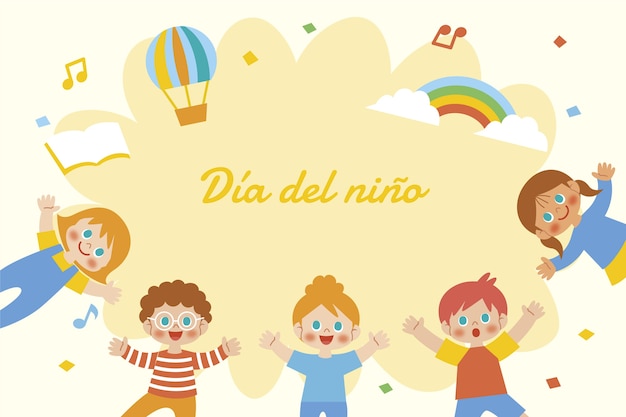 Free vector hand drawn children's day in spanish background