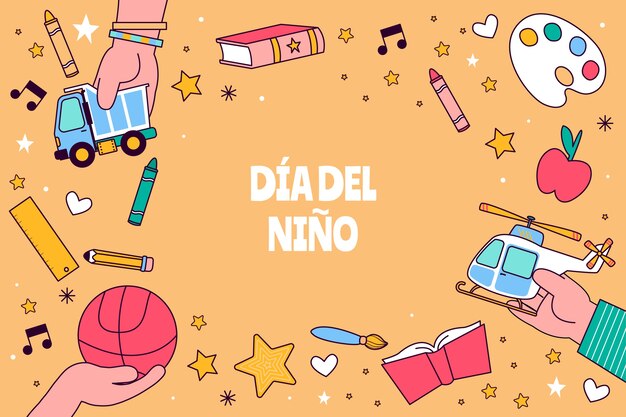 Hand drawn children's day in spanish background