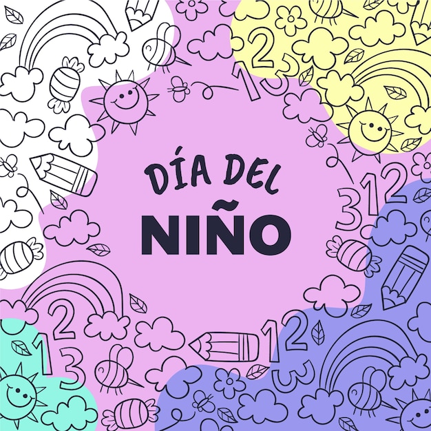 Free vector hand drawn children's day in spanish illustration