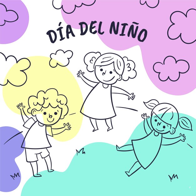 Hand drawn children's day in spanish illustration