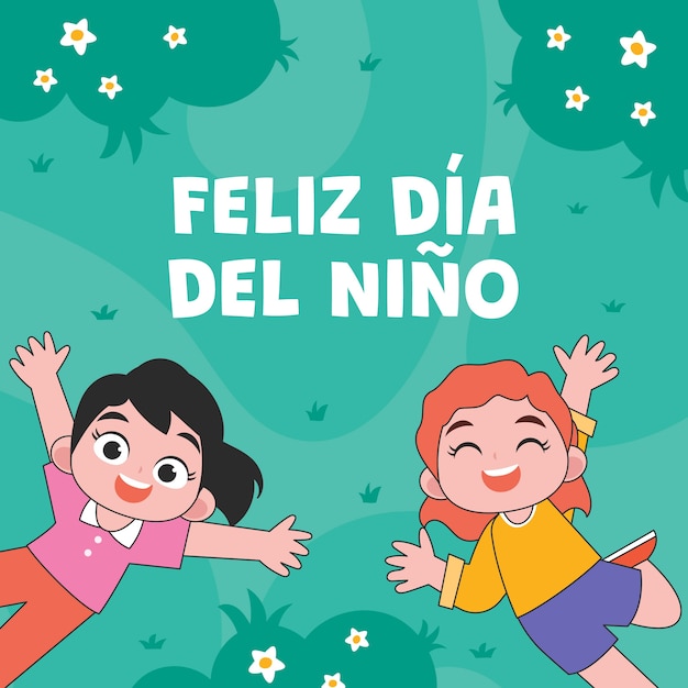 Free vector hand drawn children's day in spanish illustration