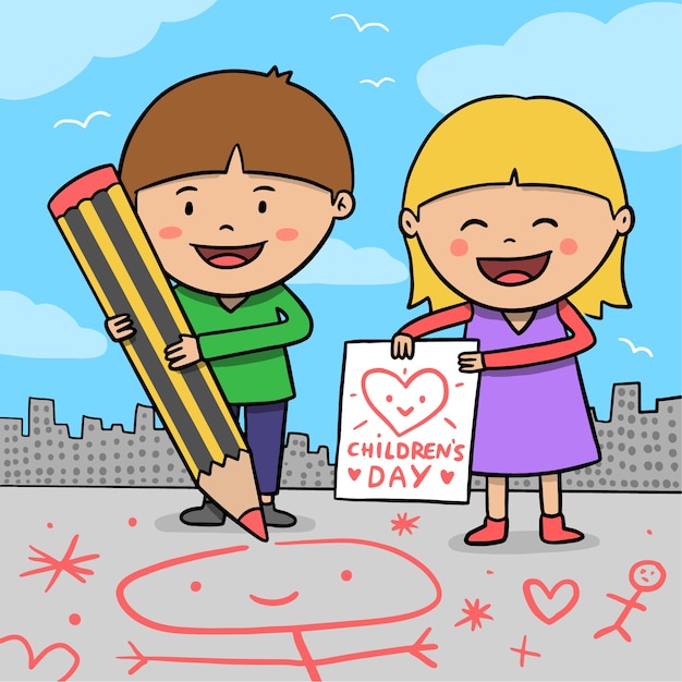 Free Vector hand drawn children's day