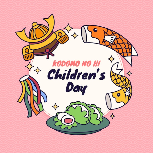 Hand drawn childrens day illustration